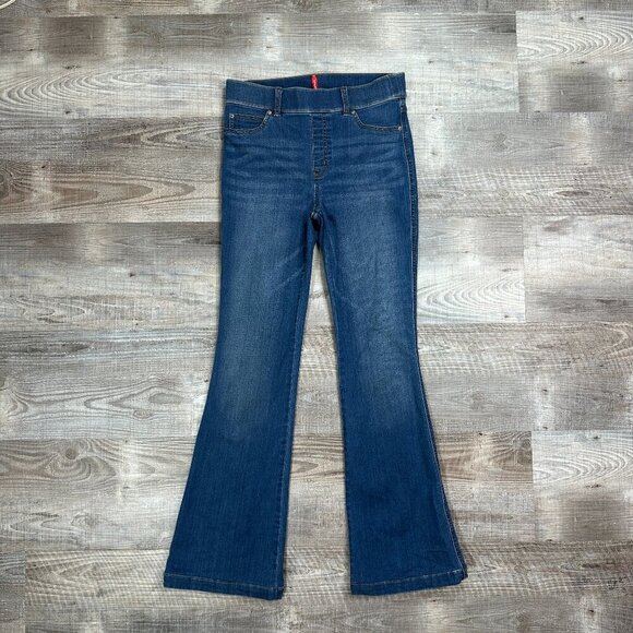 SPANX Denim Flare Leg Blue Jeans Woman High Waist Size M x 31" - Picture 3 of 12